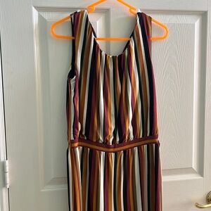 Striped belted jumpsuit